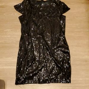 Black sequence Ashley Stewart formal knee length dress